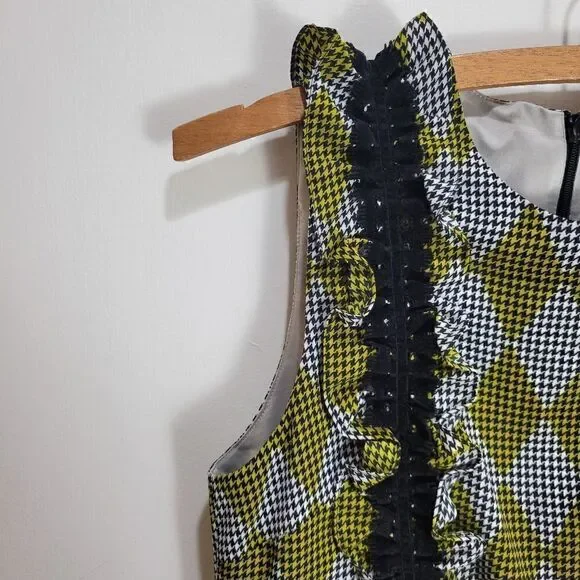 Chartreuse Harlequin Houndstooth Dress - Picture 8 of 15